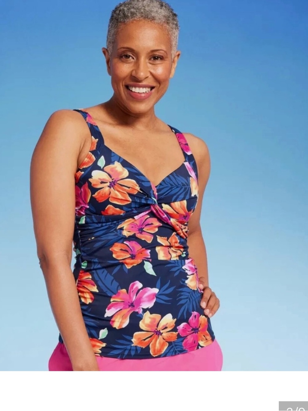 Lands End Floral Twist Front Underwire Tankini New